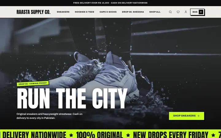 Bold Street theme home page on a computer