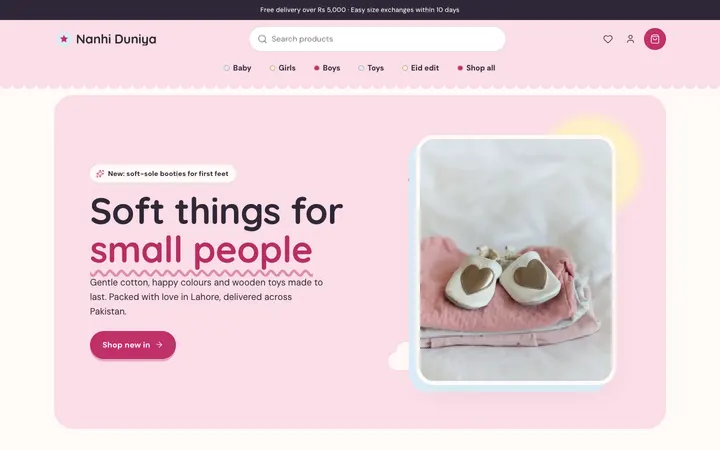 Nanha theme home page on a computer